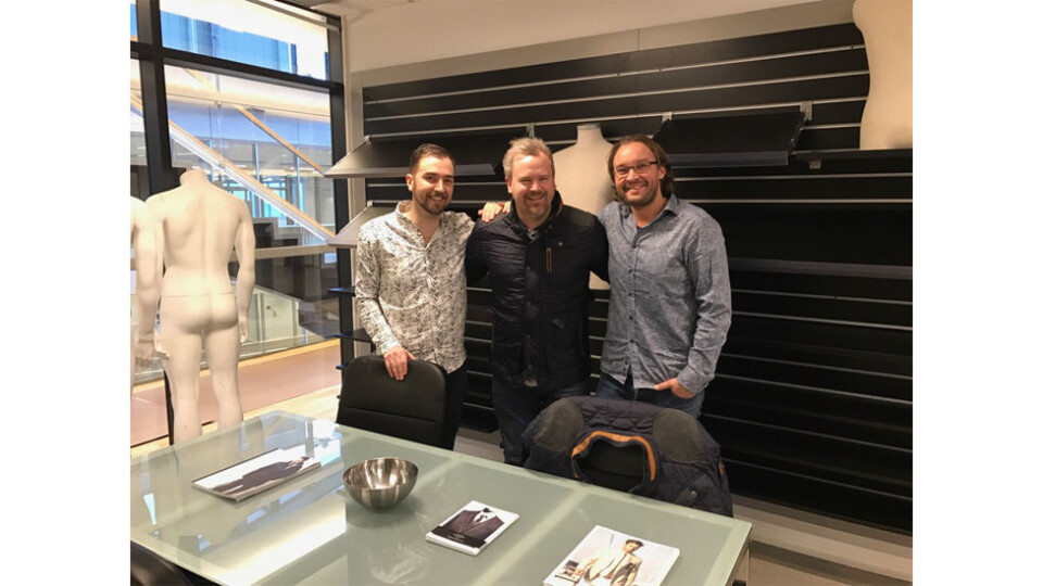 Roy Andersen, Erland Bottegård og LIvar Askø på dte nye showrommet i Norwegian Fashion Center