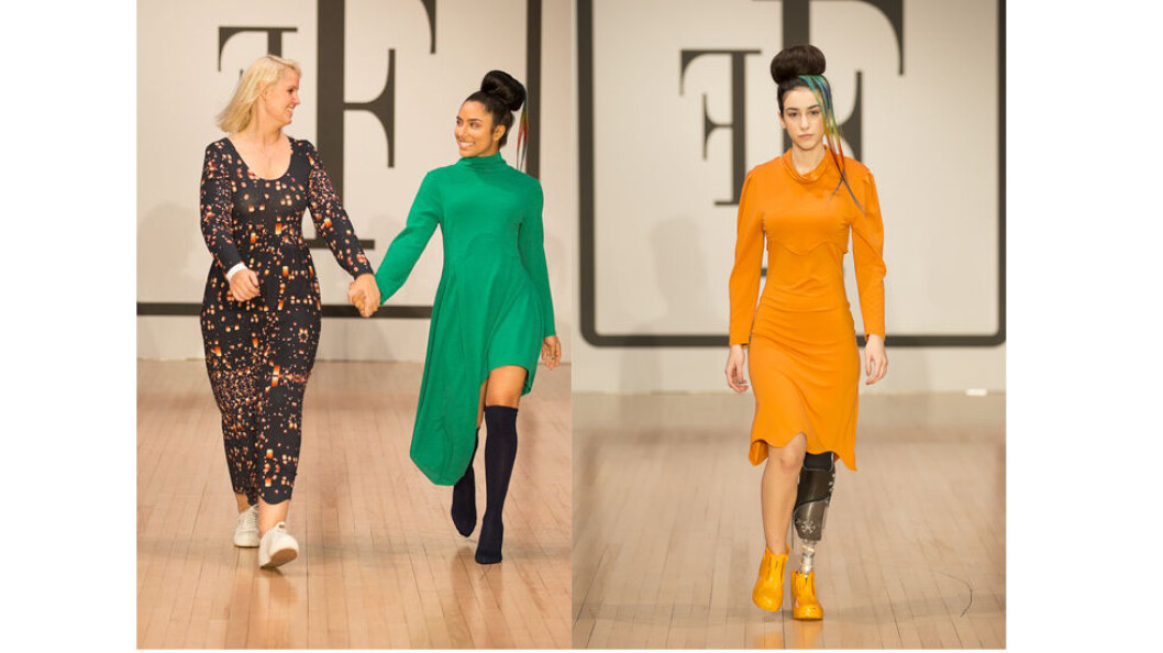 Pernille Fristad og Michelle Khare på catwalken. Til høyre: Den spanske modellen Chiara Bordi. (Foto: Joanna Mitroi) Pernille Fristad og Michelle Khare på catwalken. Til høyre: Den spanske modellen Chiara Bordi. (Foto: Joanna Mitroi)