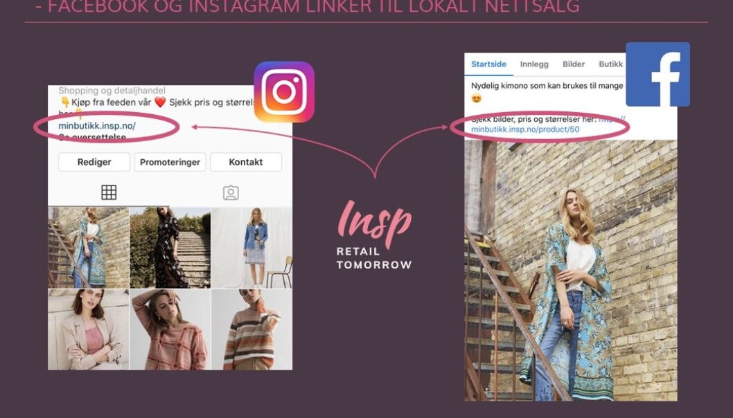 Plagg i Instagram- og Facebook-poster kobles automatisk til nettsalg. Plagg i Instagram- og Facebook-poster kobles automatisk til nettsalg.