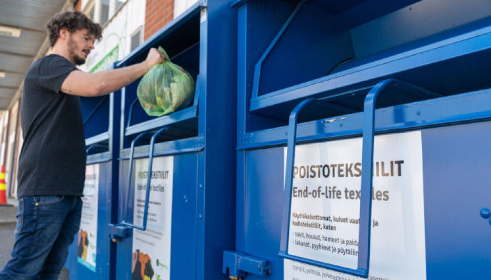 Fra mottaksanlegg for brukte tekstiler