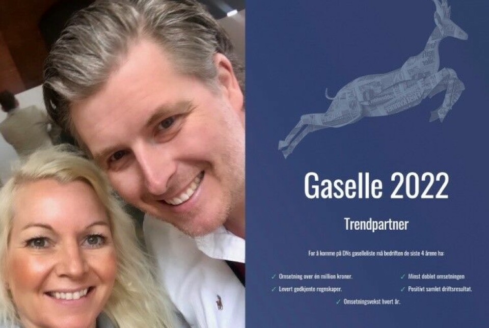 Monica og Espen i Trendpartner er godt fornøyde med å ha blitt Gaselle bedrift i 2022.